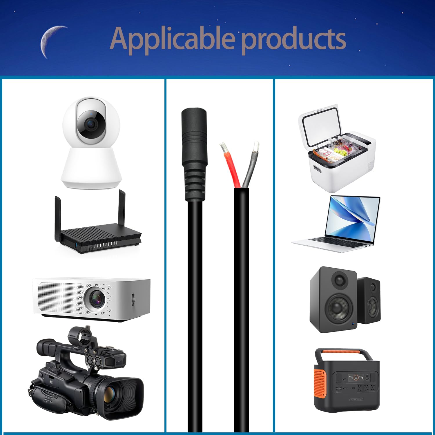 0.8ft 3pcs 5.5x2.5mm Female 14AWG DC Pigtail Power Cord for CCTV Security Camera Outdoor Power Supply Convenient Solar Charging Board DC Power Supply Repair Cable - Image 4