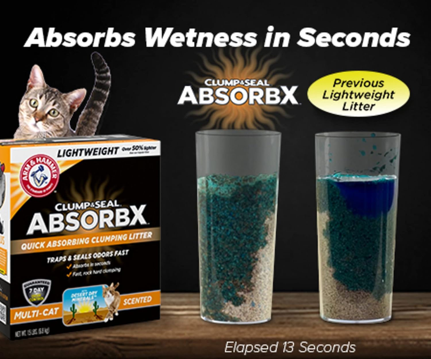 Arm & Hammer for Pets Clump & Seal AbsorbX Clumping Litter, MultiCat, 15 lb (Works Like 30 Pounds), Gray