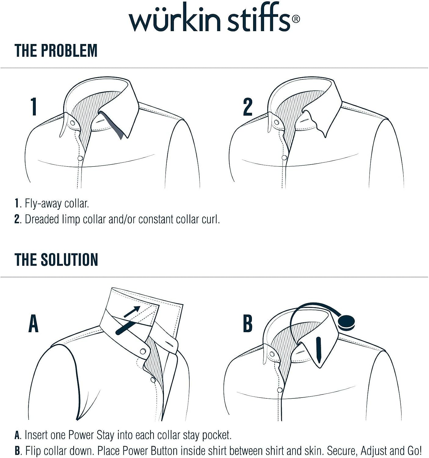 Pair Power Stays Magnetic Collar Stays 