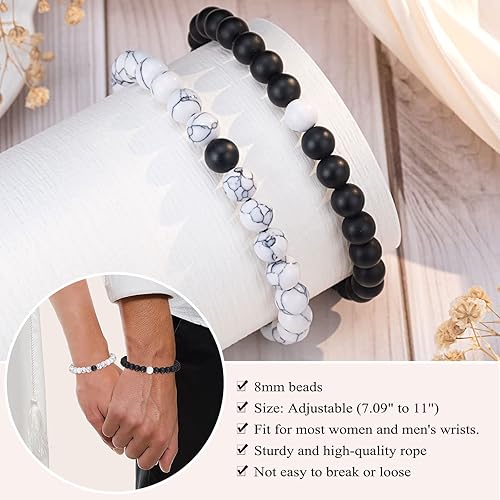 Miniatura 3 de UNGENT THEM Juego de pulseras ajustables a juego para parejas, regalos para novio, novia, pareja, marido, esposa, prometido, alma gemela, hombres y