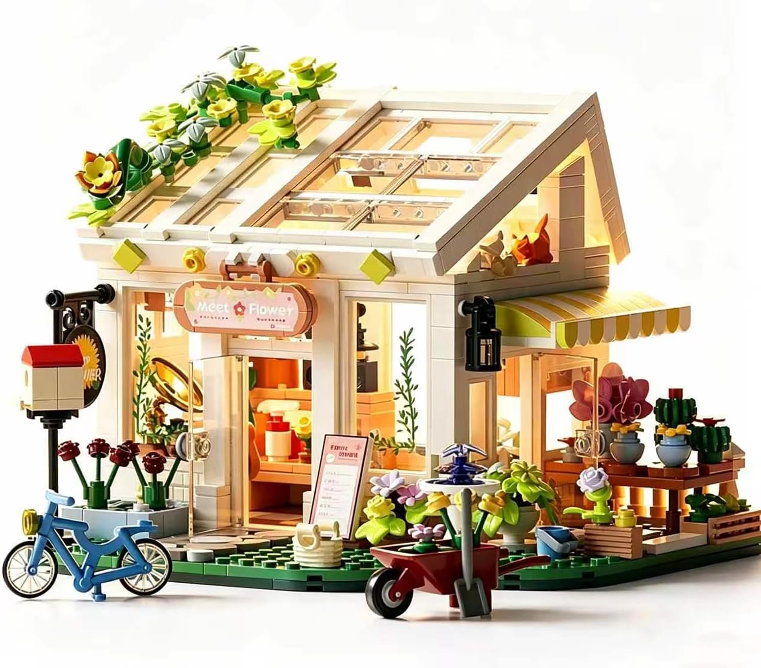 Chodia Flower House Building Block Set, Botanical Garden Greenhouse Toys Kits with LED Light Birthday Decoration for Adults, Women, Teens, Old Kids Girls 6+, 8-12, 8-14 (832 PCS) image 2