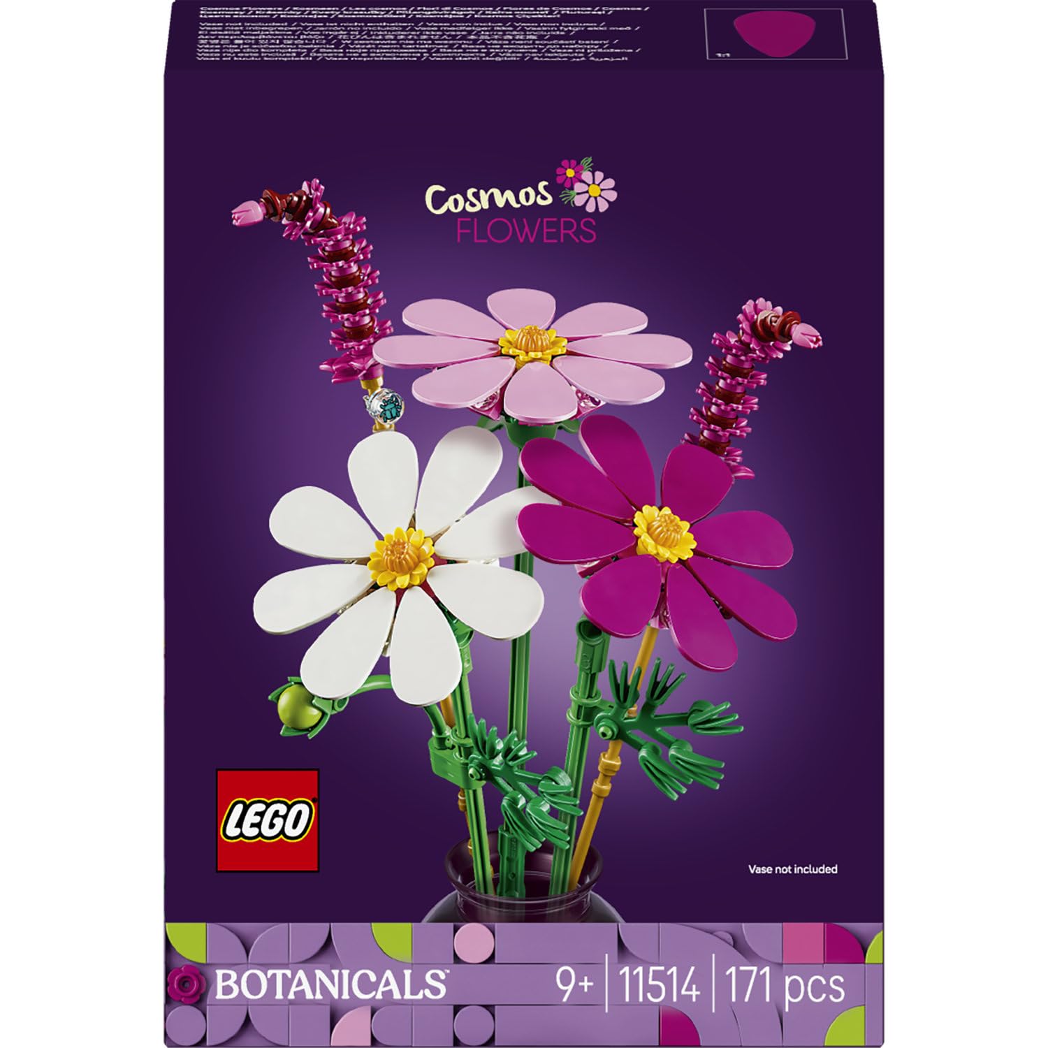 LEGO Botanicals Cosmos Flowers 11514 | Toys for 9+ Year Old Girls, Artificial Flower Bouquet, 3 Faux Cosmos, DIY Bedroom Decor, Birthday Gift, 171 Pieces