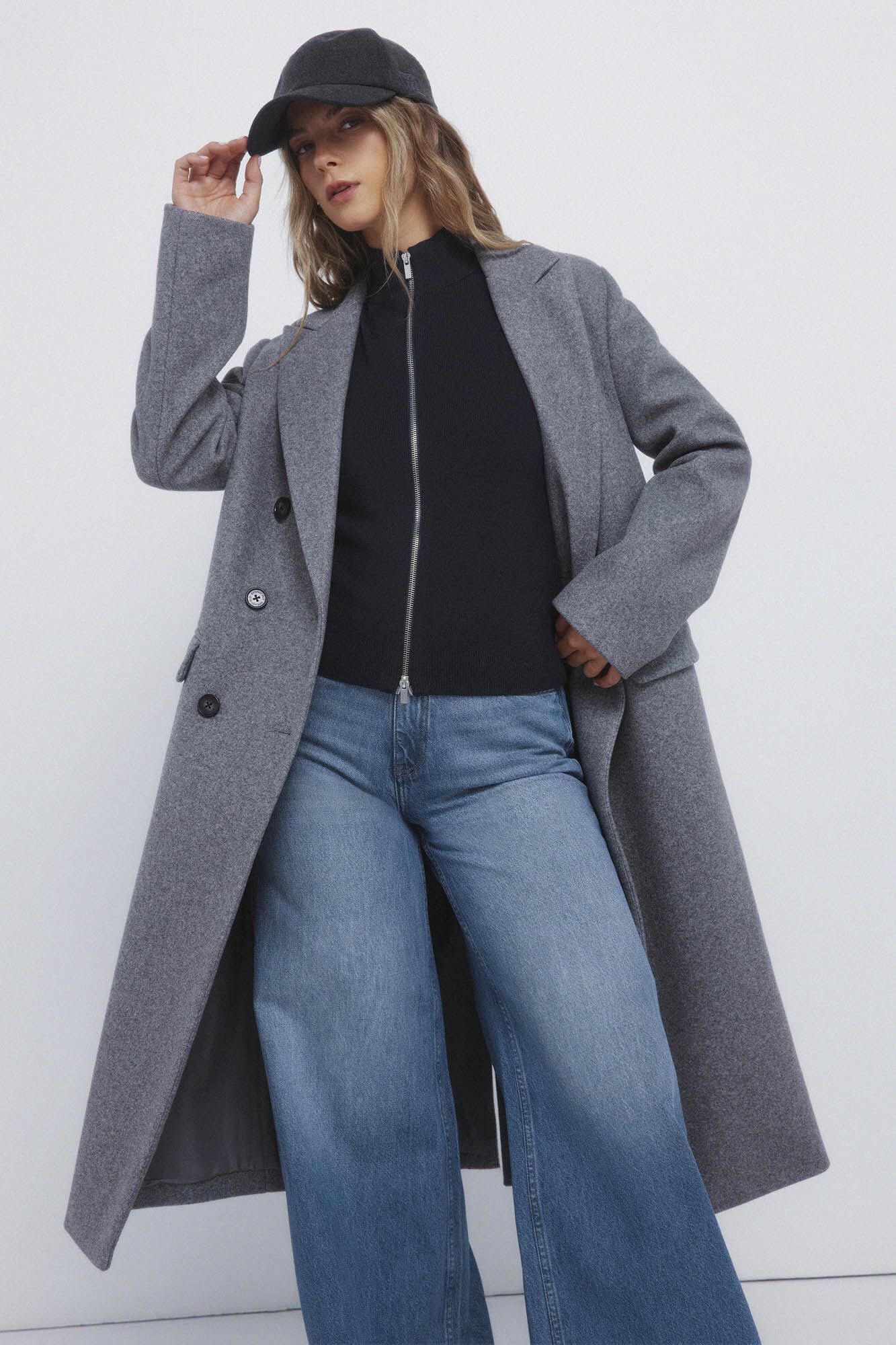 SPRINGFIELD Long Plain Cloth Coat With Flap Pockets SPORT JACKET Mujer