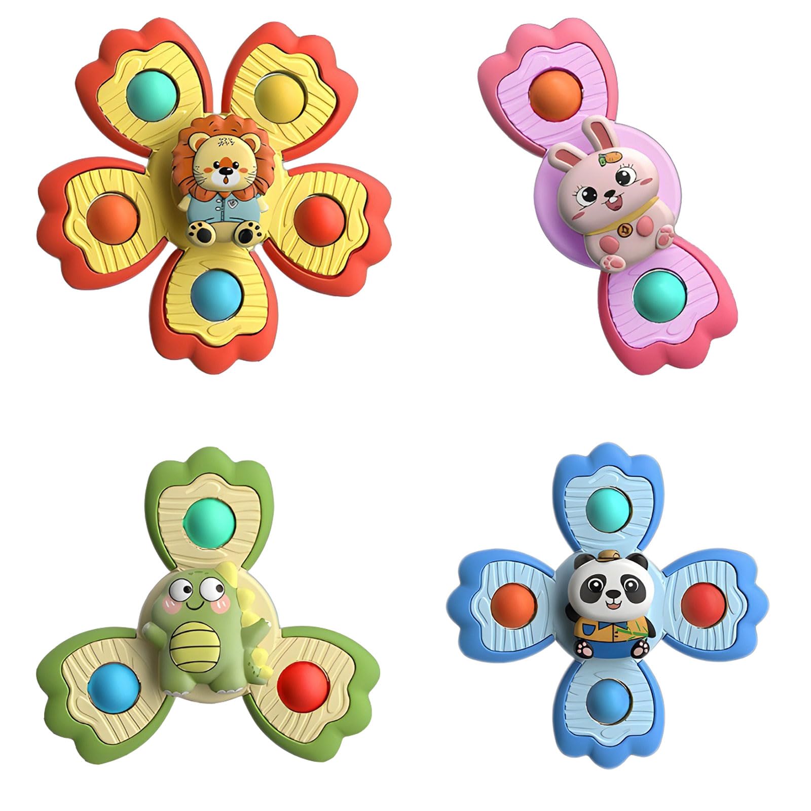 4 Pcs Pop Suction Cup Spinner Toys for 1 Year Old Baby|Baby Bath Toys|Sensory Toys for Toddlers 1-3|Spinning Toy for Boys and Girls|Airplane Car Travel Table & Window Toy Birthday Gifts for Infant