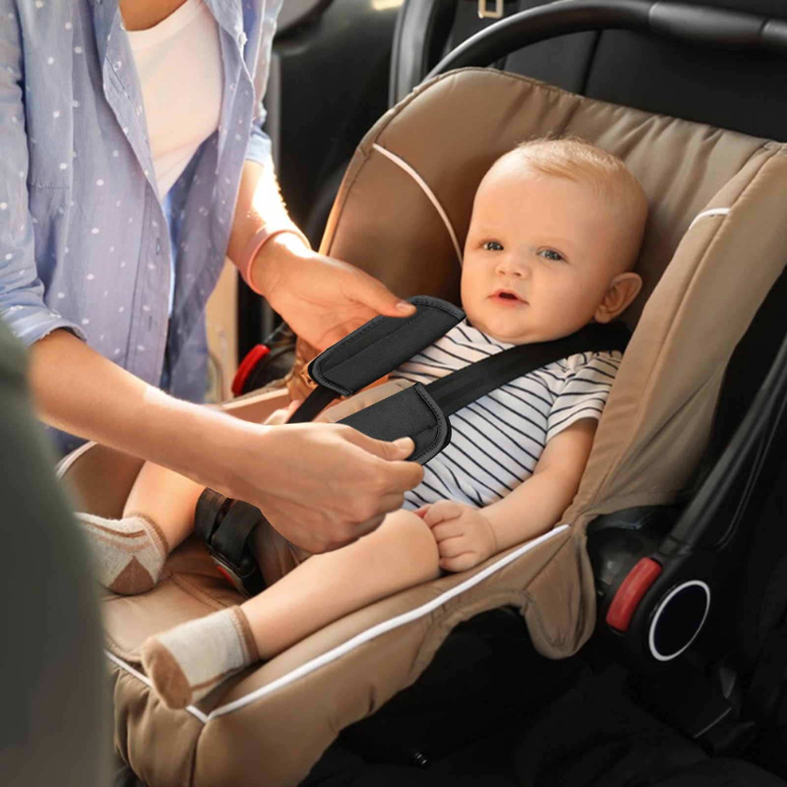 Cuscino di protezione per cintura di sicurezza per auto, 3 pezzi, rimovibile, per passeggino, per adulti e bambini, per proteggere collo e spalle.