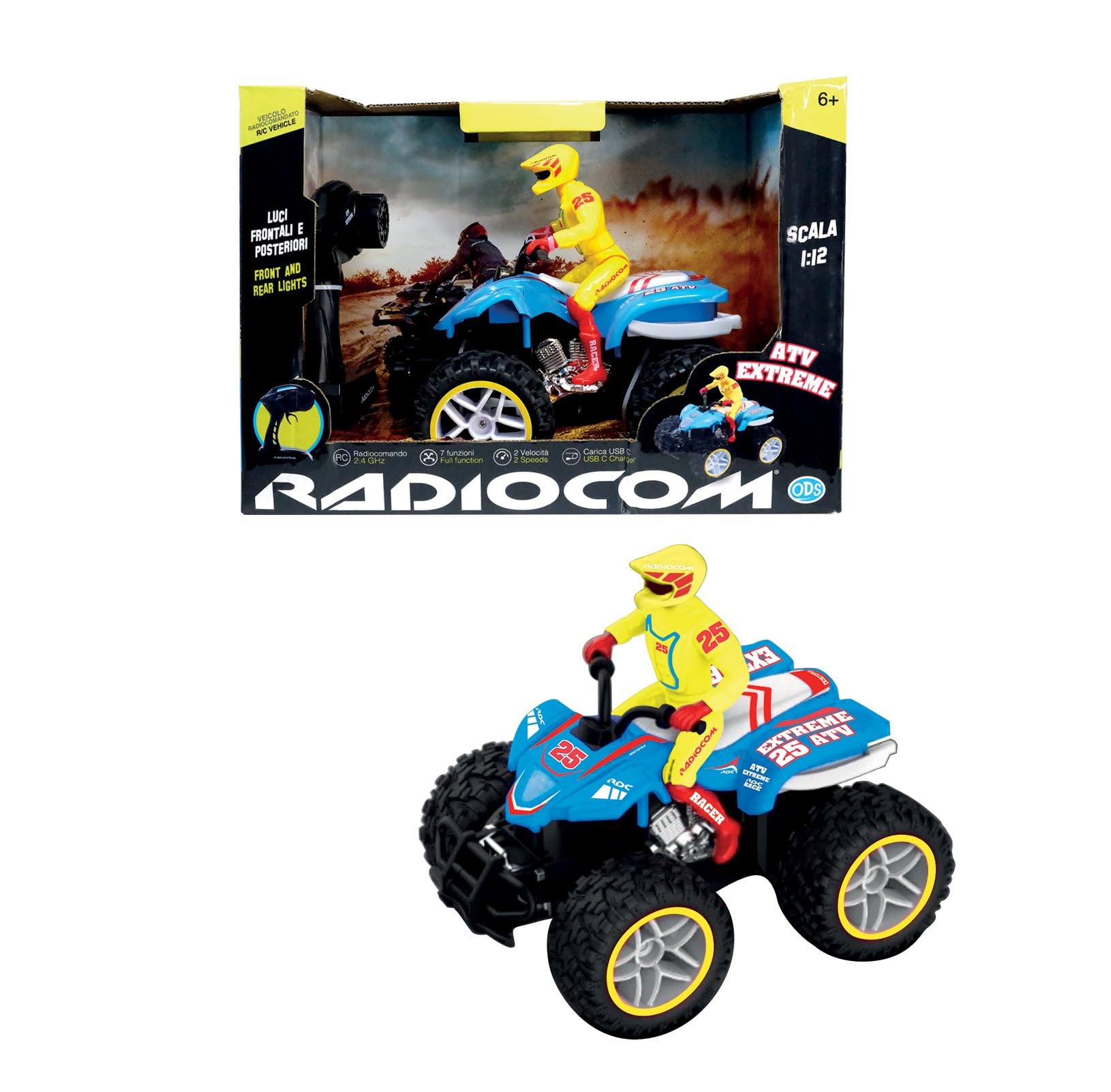 ATV Extreme XL Quad RC sc.1:12 RC 2,4 Ghz, 7 funkcji, 2 prędkości odtwarzania światło przednie i tylne ładowanie USB C