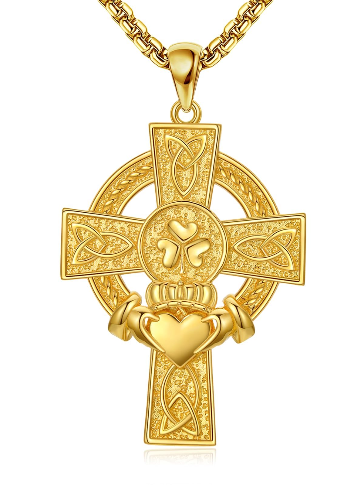 925 Sterling Silver Cross Pendant Necklace for Men Women Amulet Necklace Protection Jewelry Religious Gifts(With Gift Box)