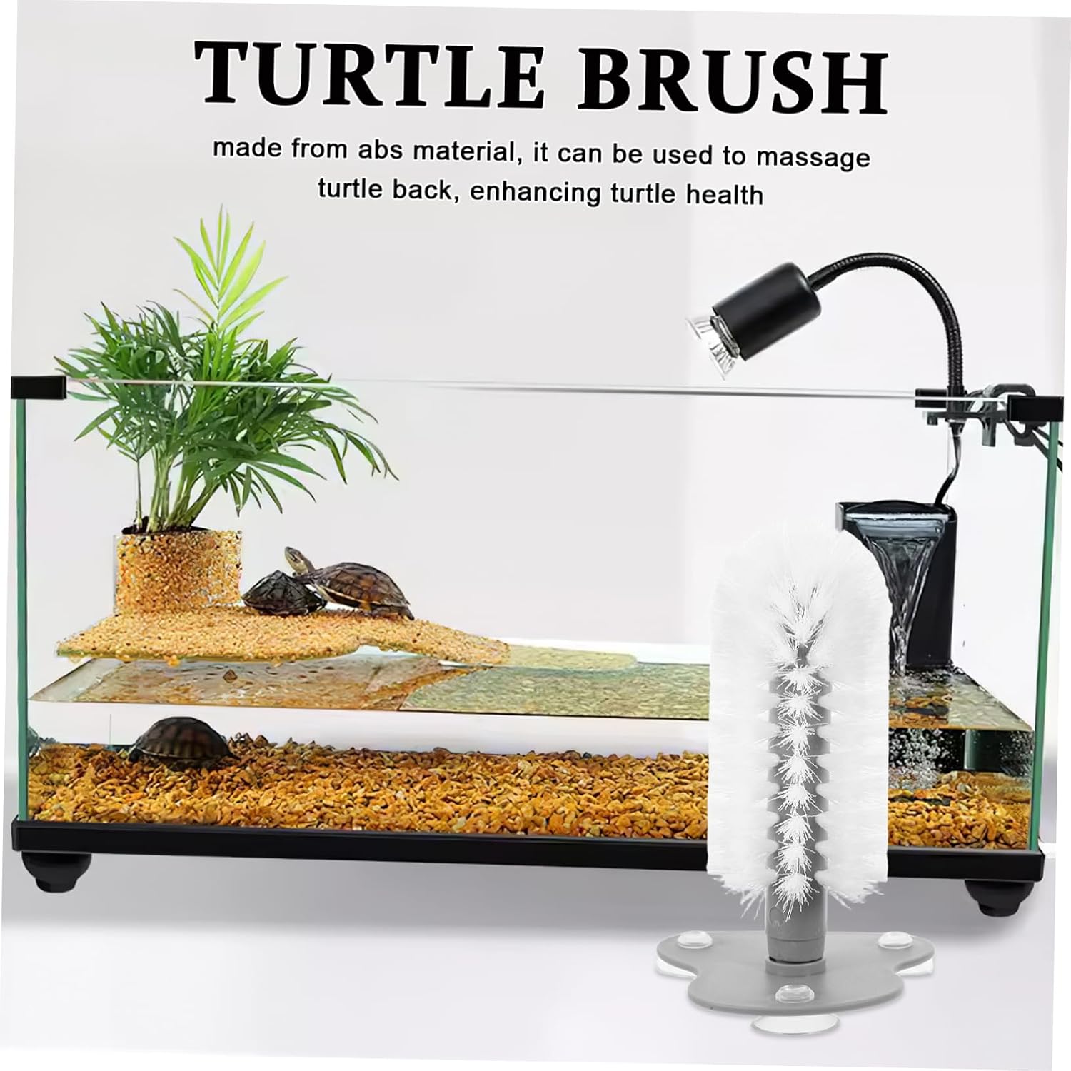 BESTonZON Turtle Scratcher Brush with Cup Multi-Functional Cleaner and for Turtle Health Soft Bristles for Material