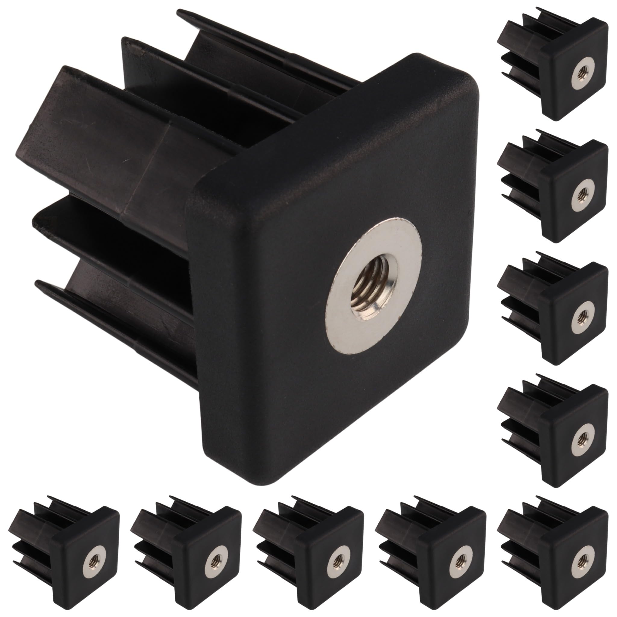 10 tapones roscados M10, 50 x 50 x 2,0, plástico PA reforzado con