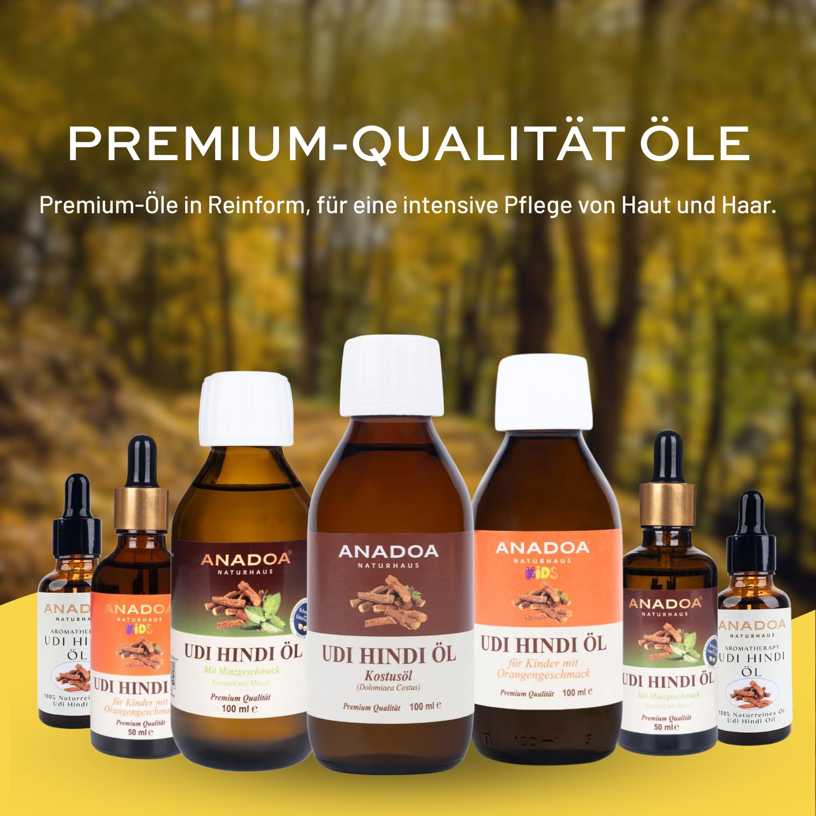 Anadoa Udi Hindi Öl für Kinder mit Orangengeschmack 50 ml | Qust al Hindi & Costusöl (Dolomiaea costus) | Kaltgepresstes Naturöl mit Olivenöl | Für sanfte Kinderpflege & Aromatherapie