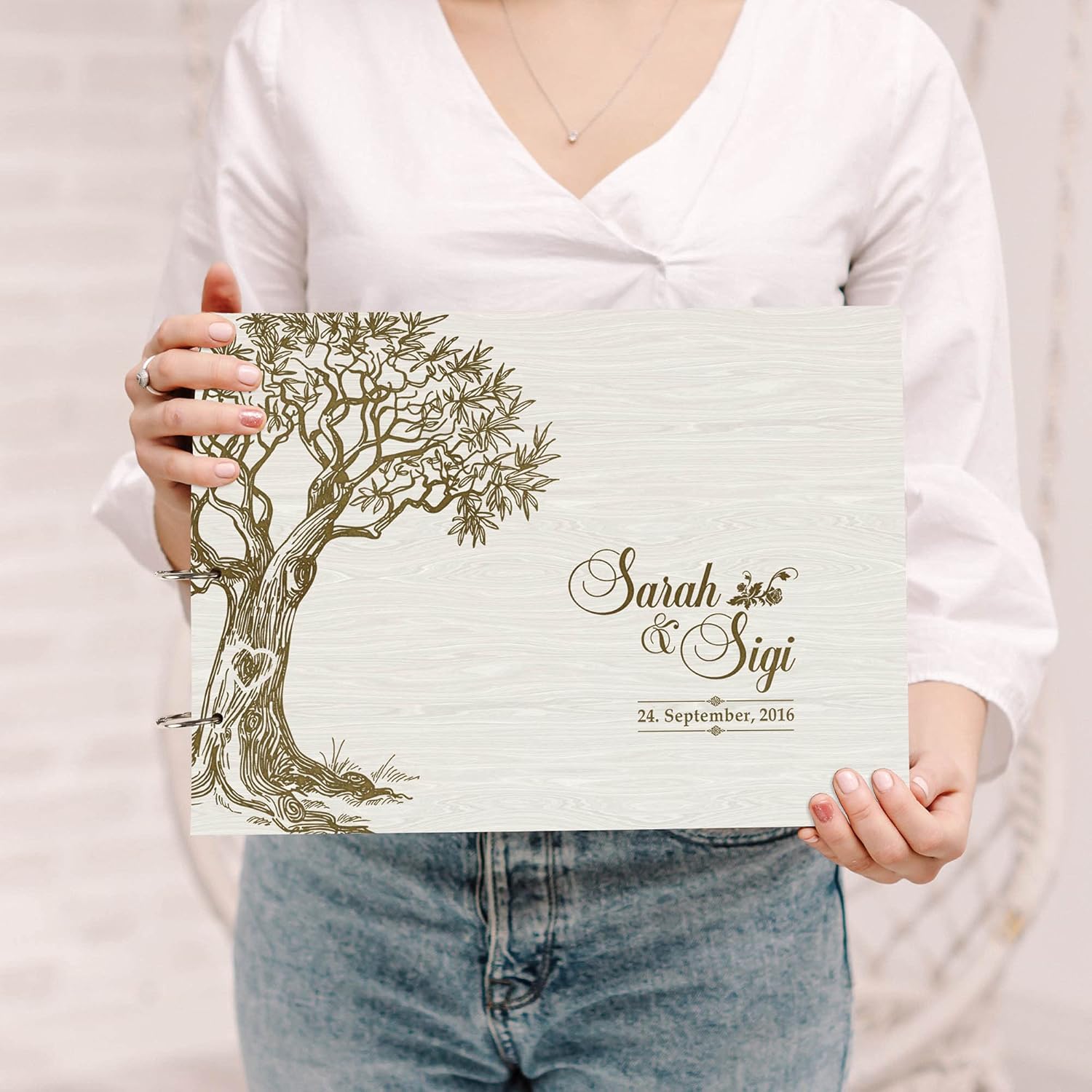 Darling Souvenir Personalized Engraved Laser Cut Wedding Guest Book Wooden Cover Sign-in Book Registry Guestbook Scrapbook-92