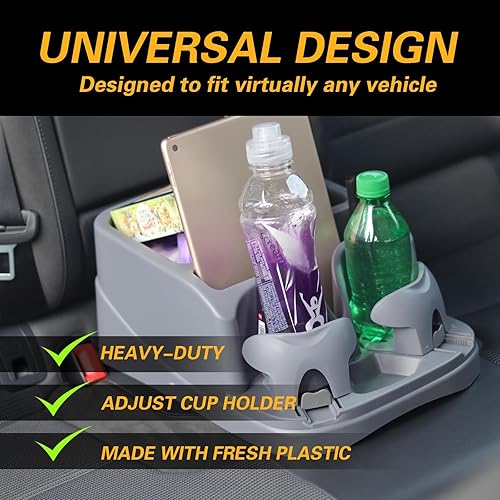 Miniatura 3 de Consola central grande para automóviles, camiones, minivans, SUV, con 2 portavasos ajustables, banco trasero y asiento delantero o consola central