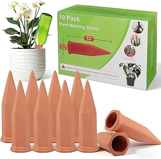 WUJUN Automatische Pflanzenbewässerungspfähle, Terrakotta-Bewässerungskugeln für Urlaub, für Innen- und Außenpflanzen (10 Stück)