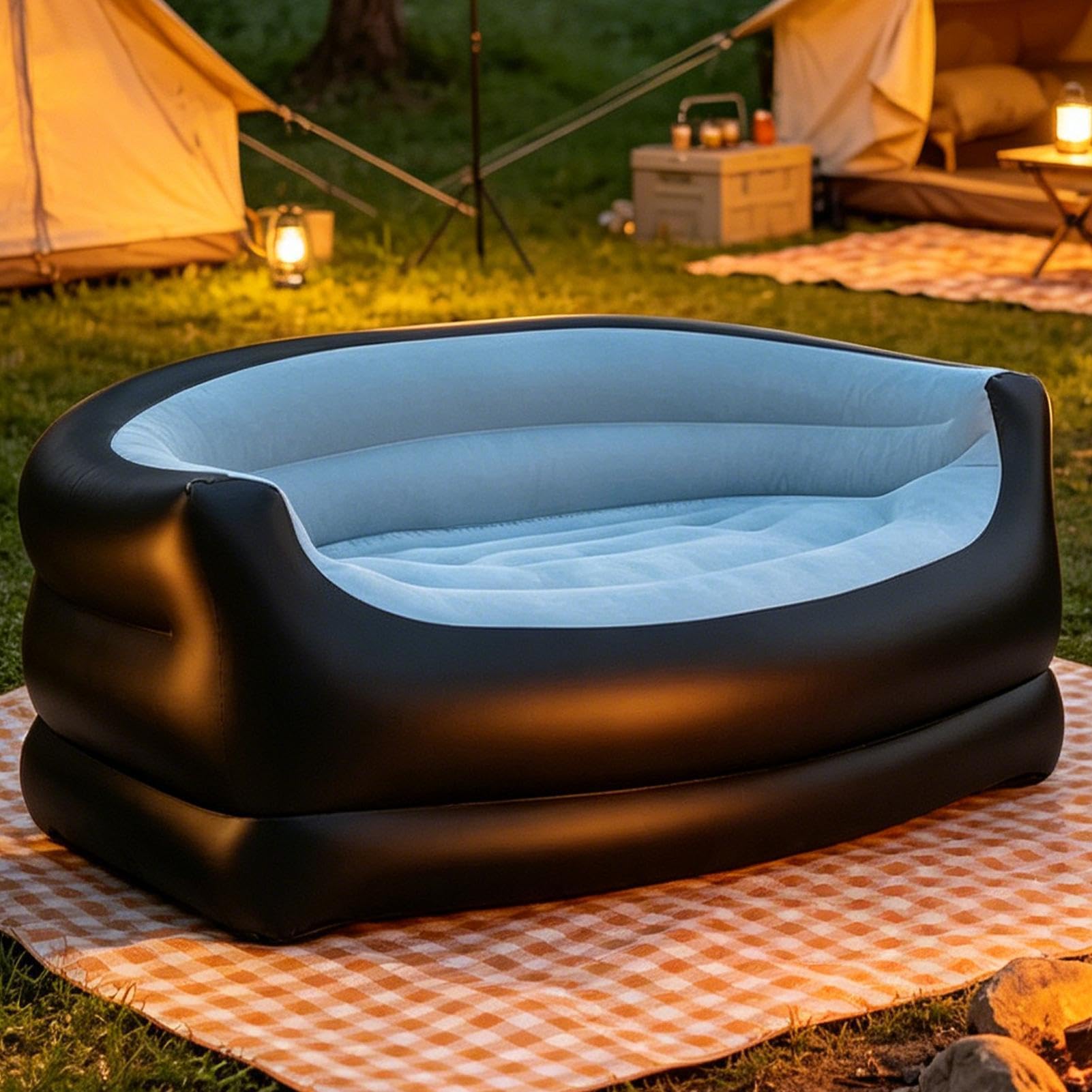 Aufblasbares Sofa – Lounge-Sessel, faltbar und bequem, aufblasbares Sofa, umwandelbar in Bett, für drinnen und draußen, Garten, Terrasse, Reisen, Erwachsene, Kinder