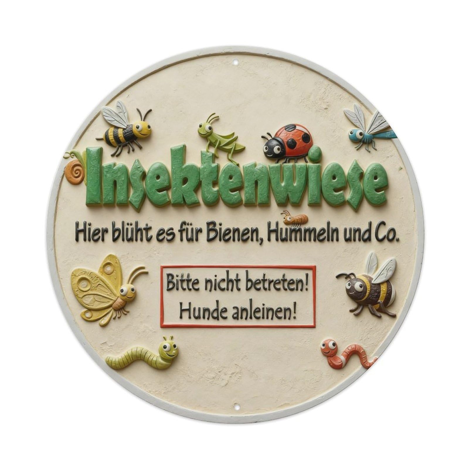 Insect Meadow Bees Bumblebees Etc Please Do Not Enter Dogs Must Be Leashed Round Metal Tin Sign Vintage Wall Decor, Bar Garage Cafe Kitchen Home Wall Art Poster 8x8inches