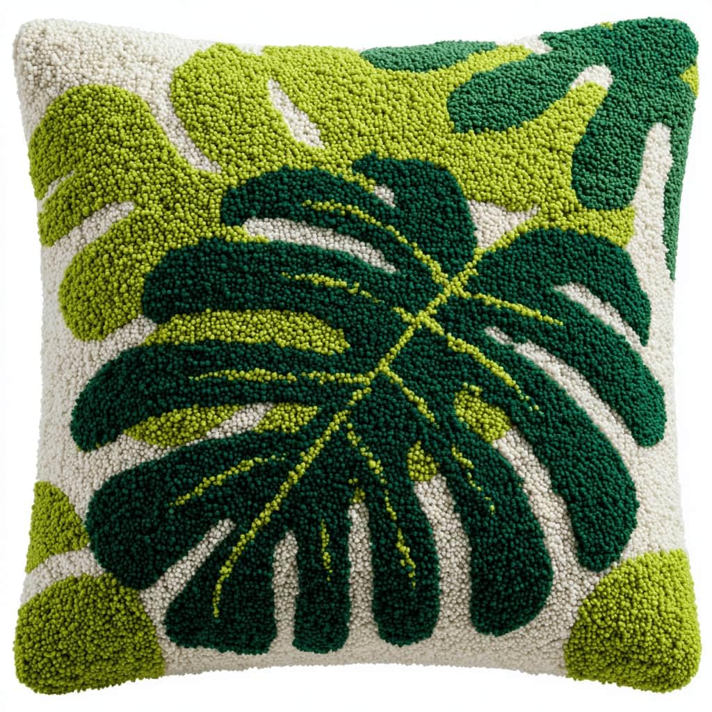 Kitquiver Latch Hook Kits for Adults Leaf Rug Cover Pillowcase Beginner DIY Needlework Embroidery Kits Handmade Set Craft Sofa Home Decor 43X43Cm
