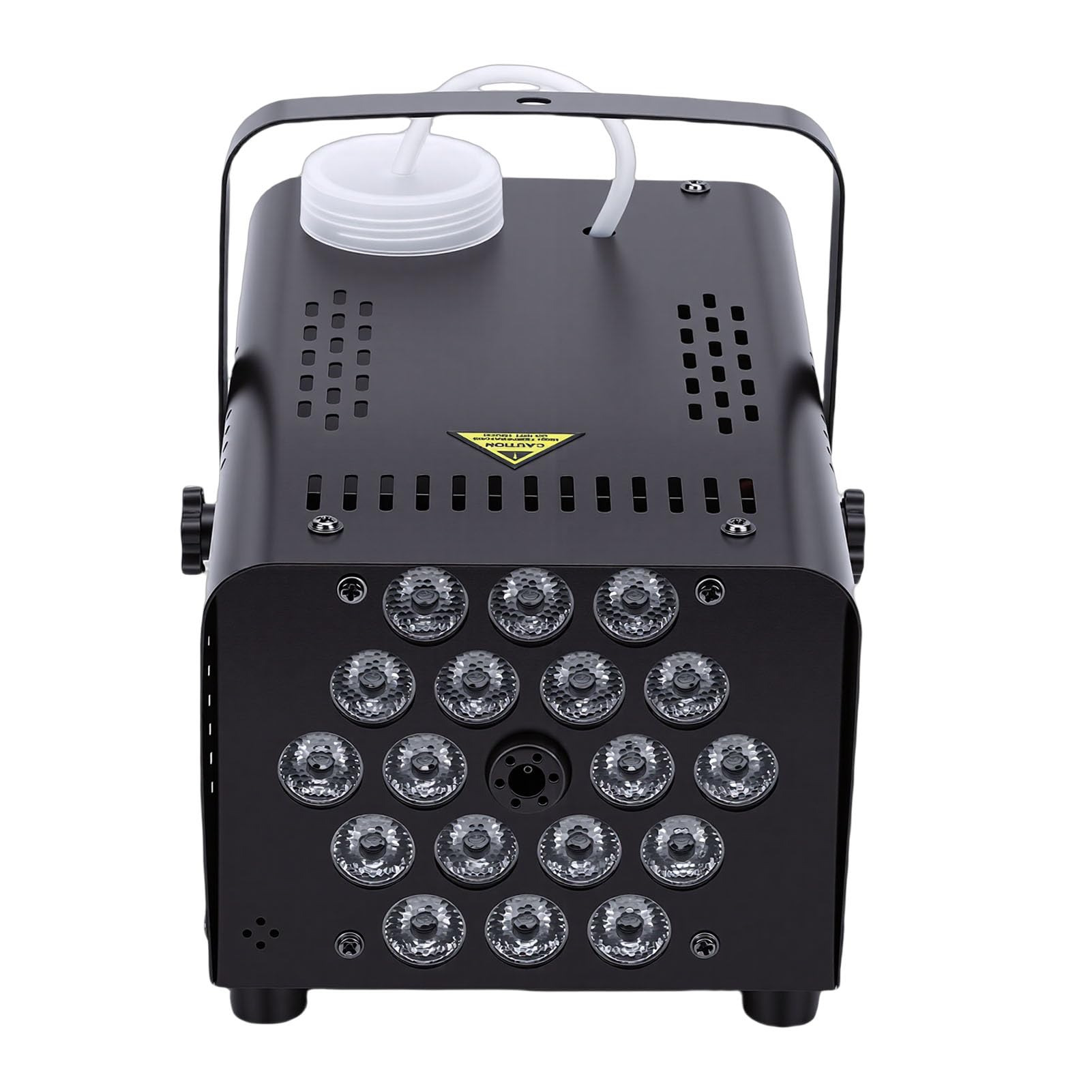 Hyuduo Wytwornica Dymu 500 W z 18 Diodami LED RGB – wydajność 2000 CFM – Idealna dla DJ-ów, na scenę, Imprezy, Wesela, Halloween i Święta – do Użytku Wewnątrz i na Zewnątrz (Wtyczka UE 220 V)