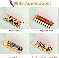 Vista 5 de Fainne 24 Piezas Estuche de Lápices de Plástico a Granel Cajas de Lápices Estuche de Papelería de Plástico Escarchado Caja de Bolígrafos Soporte