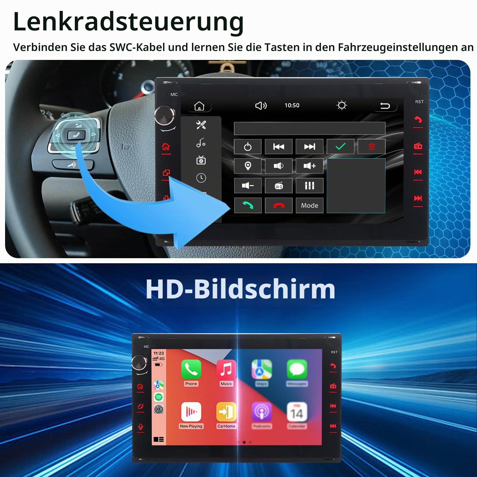 Autoradio für VW Golf 4 T5 Bora Polo Passat B5 Jetta Seat Skoda Leon 1998-2006, Stereo Radio Touchscreen mit CarPlay Android Auto Bluetooth FM/RDS Radio Canbus DSP