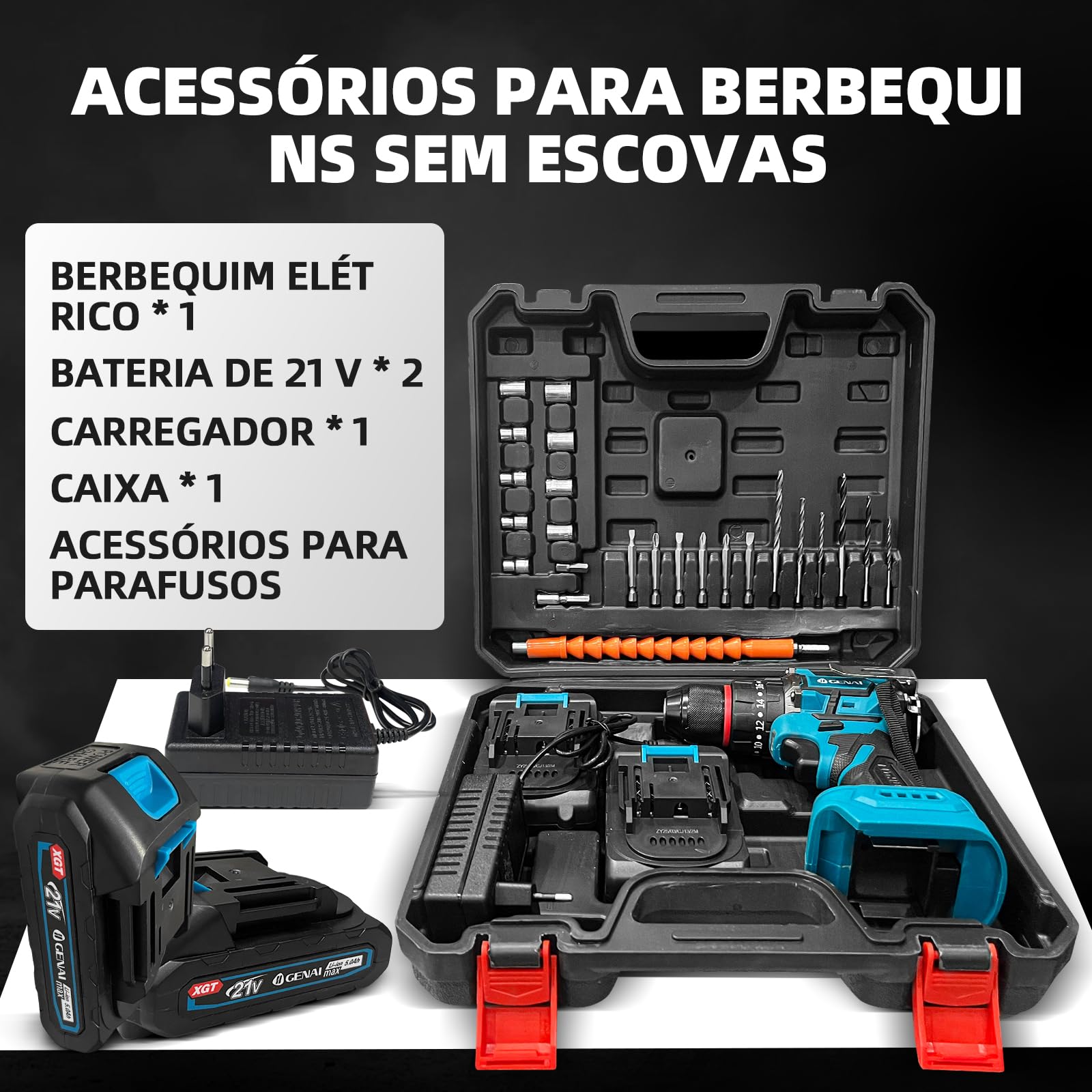 anselmi034ページ Furadeira e Parafusadeira 21V, Parafusadeira de Impacto Sem Fio