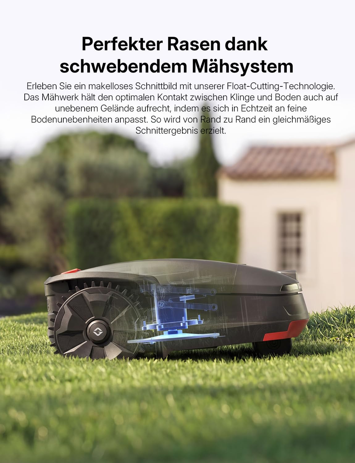 H1 Rasenmäher Roboter mit duales LiDAR & KI-Vision, RTK + VSLAM für 2000 m² Rasenfläche, KI-Hindernisvermeidung, 45% Steigfähigkeit, GPS und 6 Stück Ersatzmesser