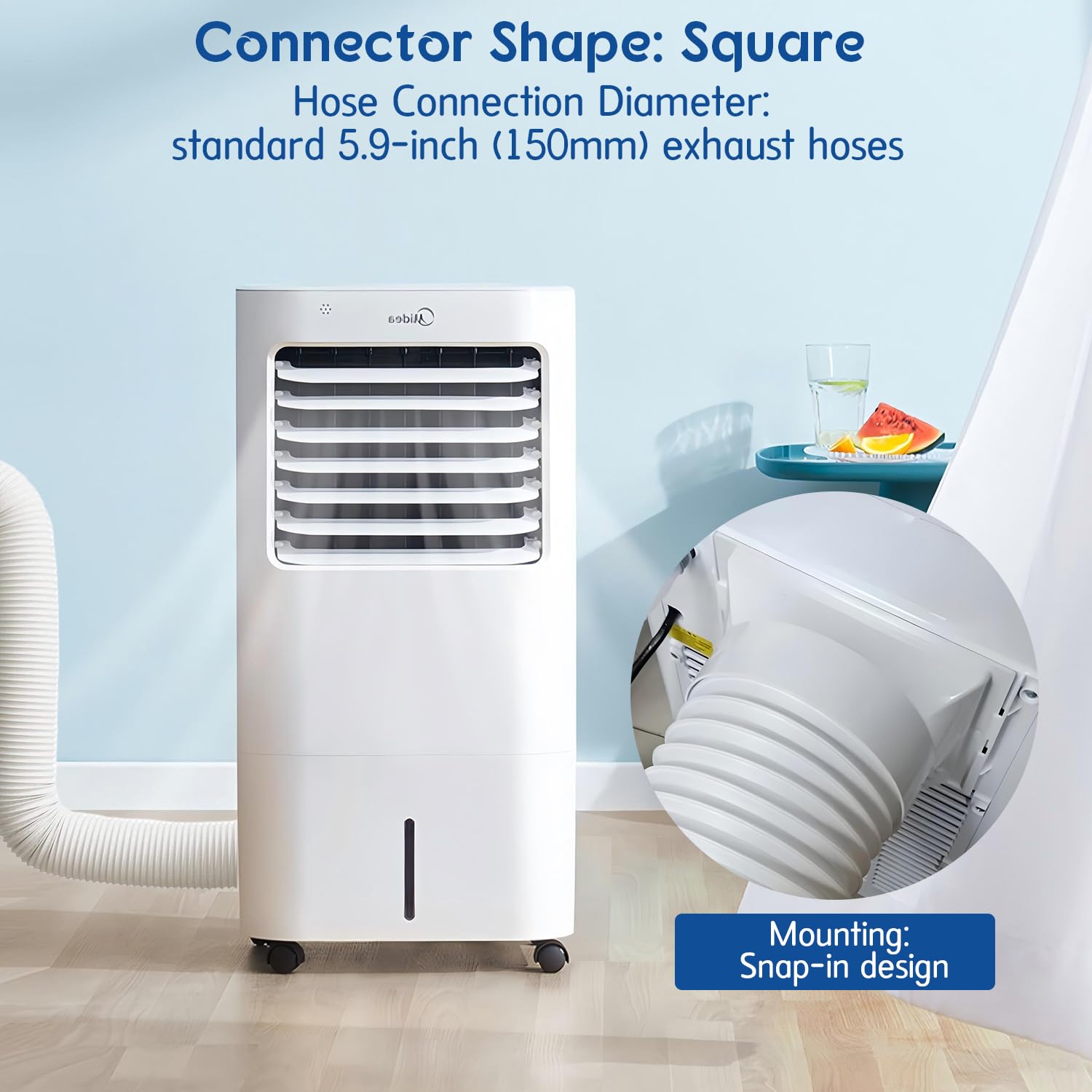 Accoppiatore Per Tubo di Scarico Per Condizionatore D'aria Portatile Adattatore Finestra Connettore Tubo Unità A/C Adattatore Per Finestra da Quadrato a Rotondo Porta,Adatto Diametro 150mm/5,9 pollici