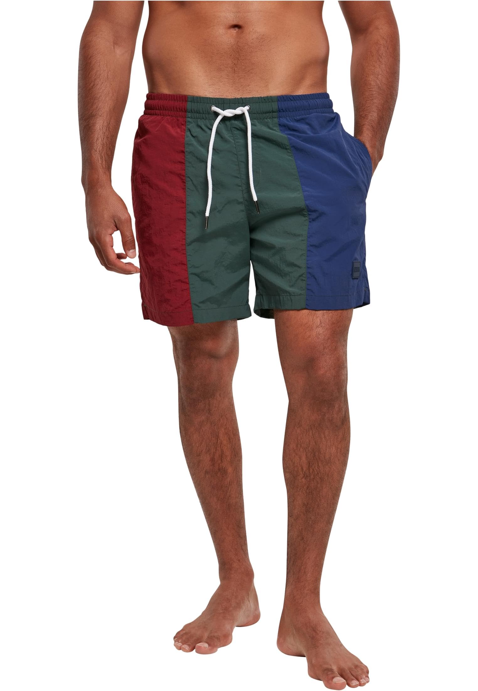 Urban Classics Men's Swimming Trunks, Burgundy/Bottle Green, M