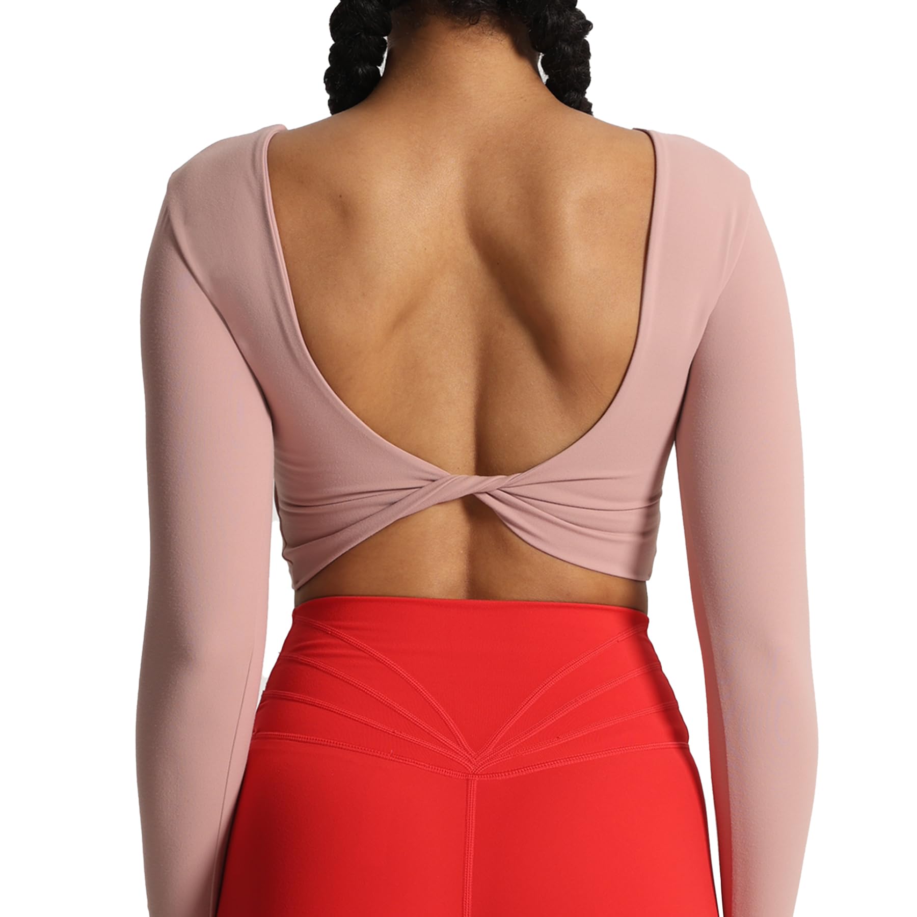 Aoxjox Long Sleeve Crop Tops for Women Emma Twist Back Workout Crop T Shirt Top