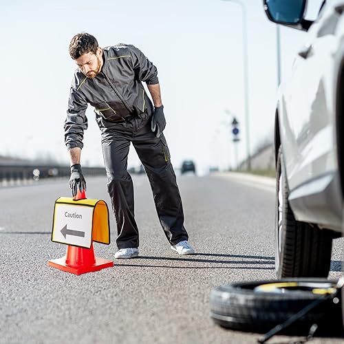 Miniatura 7 de Juego de 12 fundas para cono de tráfico para precaución, cubiertas de cono de tráfico con bolsillos, funda de señal de mensaje de seguridad para