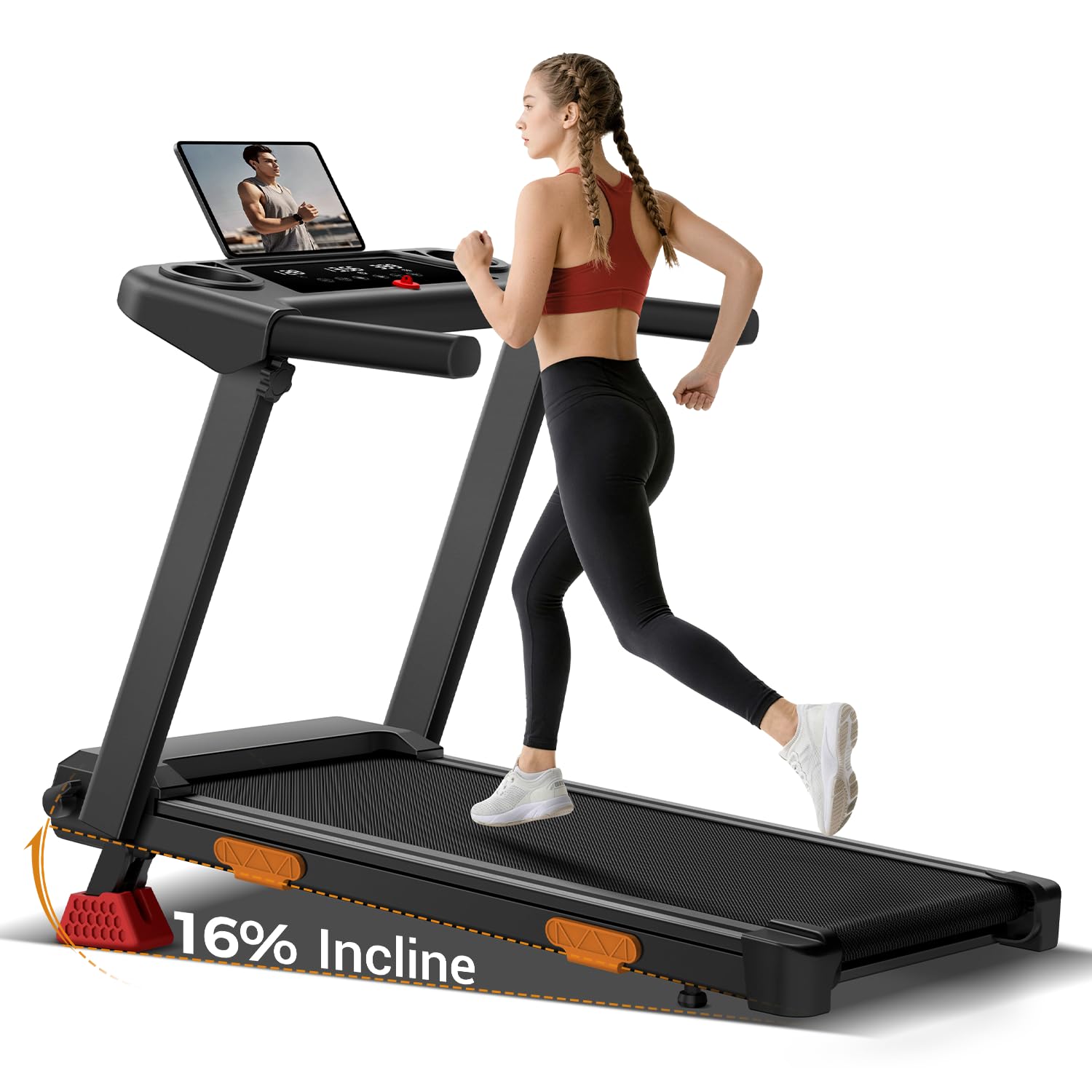 16% Treadmills for Home, 3-in-1 Foldable Treadmill with Incline, Portable Treadmill with Handle, 3.0HP Quiet Walking Pad Treadmill, 12 Automatic Modes, Three Screen