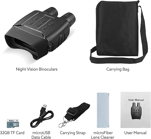 Miniatura 7 de Binoculares de visión nocturna con WiFi y lente Starlight, tarjeta de memoria de 32 GB incluida, gafas de visión nocturna para día y noche,