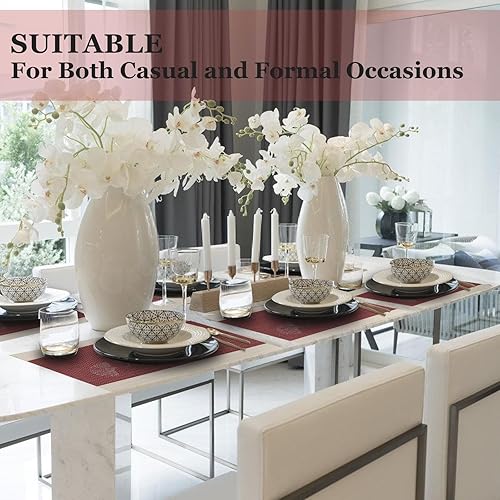 Miniatura 6 de Juego de 4 manteles individuales, tapete aislante de PVC, lavables y duraderos, manteles individuales para uso en interiores y exteriores (hojas de