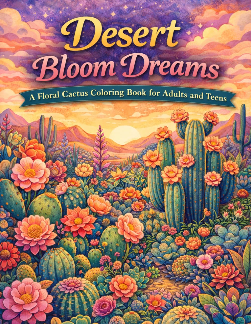 Desert Bloom Dreams A Floral Cactus Coloring Book for Adults and Teens: 100+ Intricate Designs Featuring Whimsical Succulents, Boho Botanicals, Floral ... for Adults Designed for Comfort and Joy)