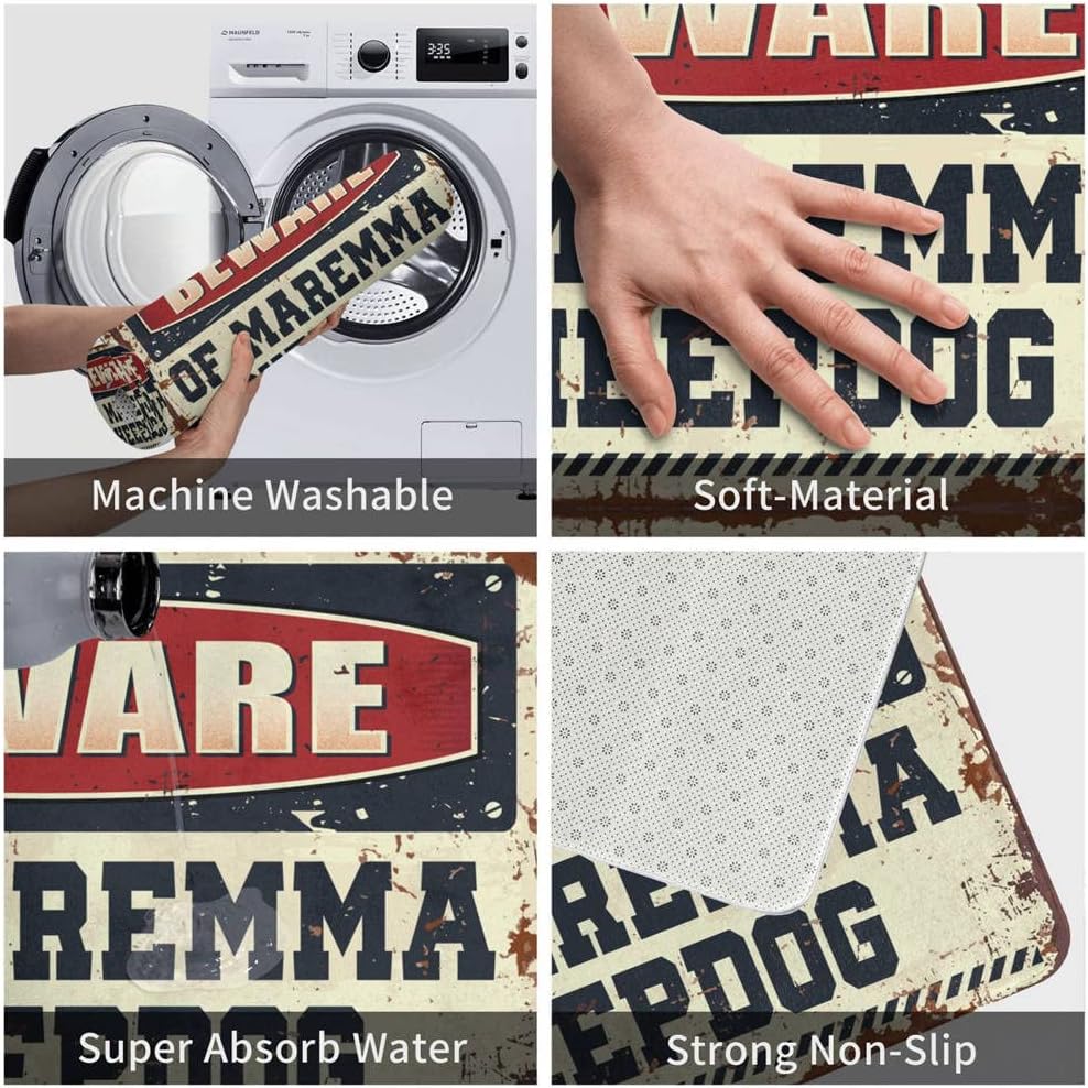 Doormats for Outdoor Entrance Home Funny Beware of Maremma Sheepdog Rug Outdoor Bar Accessories Decor Spring Porch Decor(65X90CM)