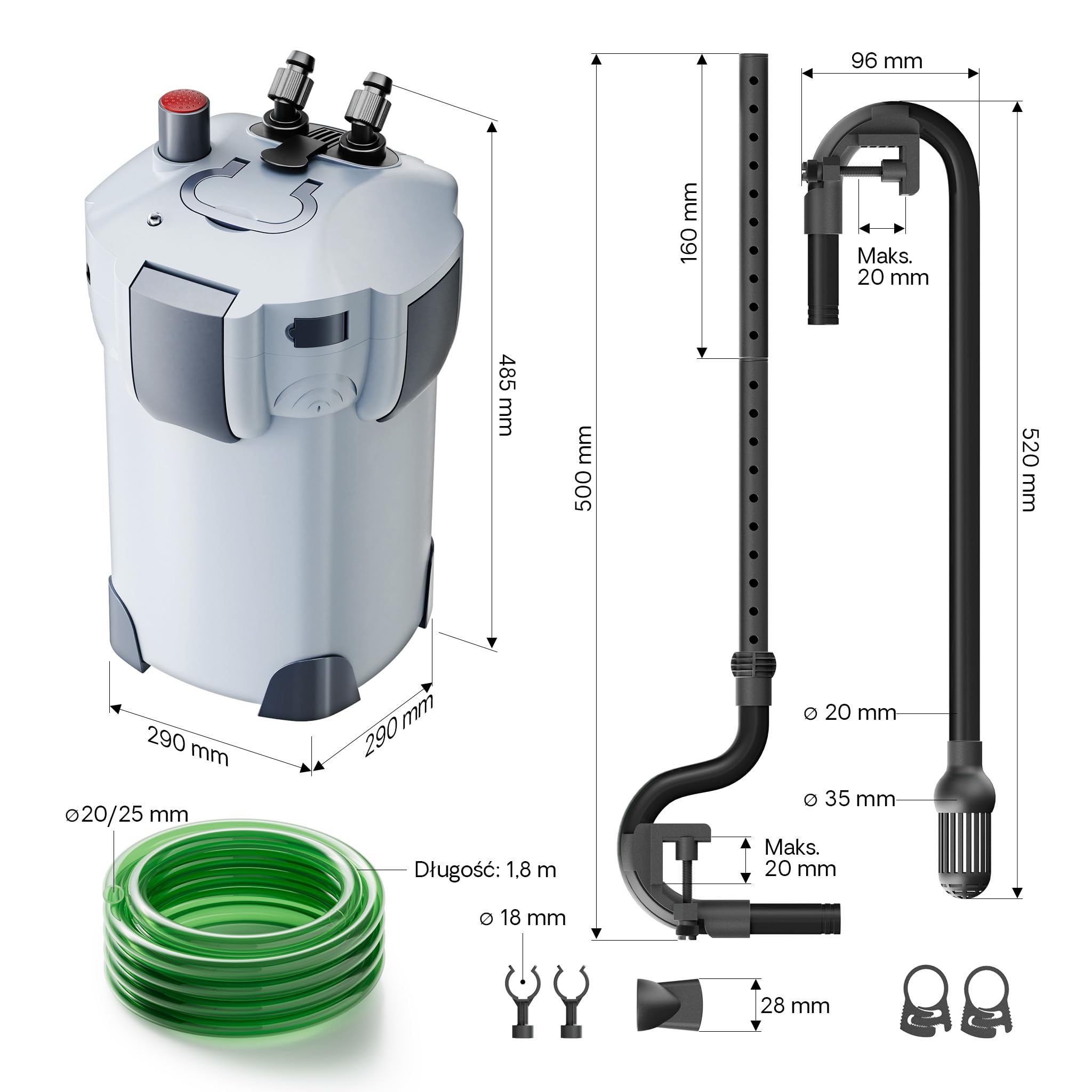 SunSun HW-404B Filtr zewnętrzny do akwarium 9W 2000l/h z 4-stopniową filtracją komorową i filtrem UVC