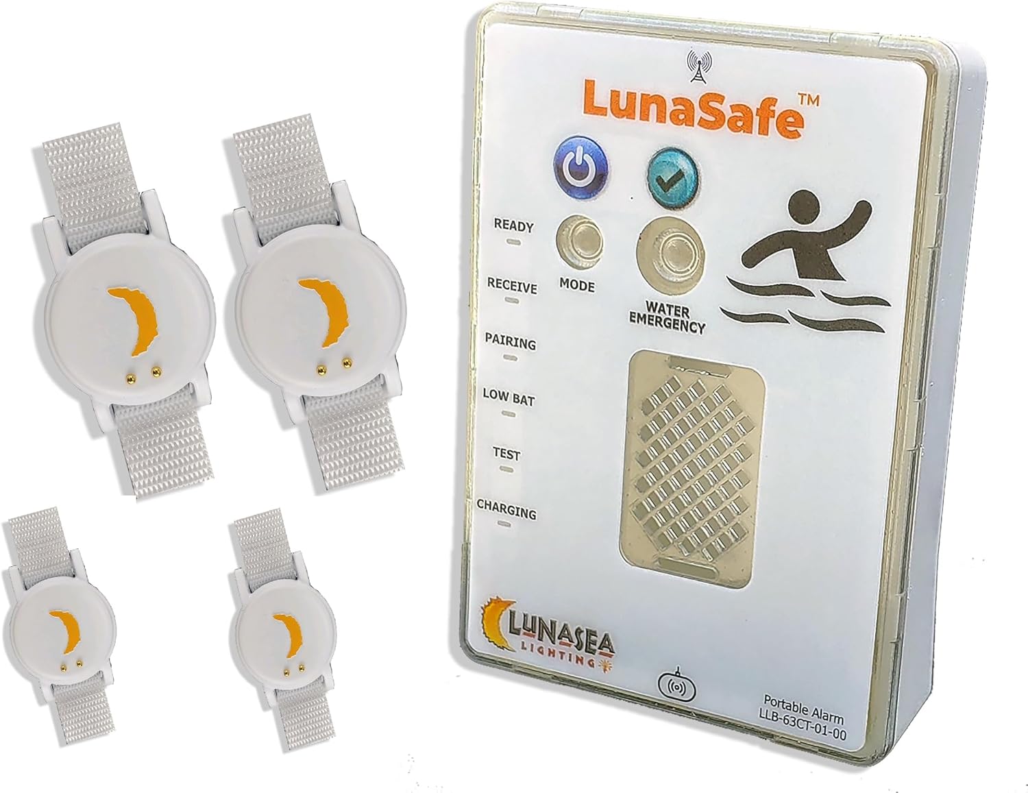 LunaSafe Child/Pet Immersion Pool Alarm/Water Alarm Kit with 4 Transmitters