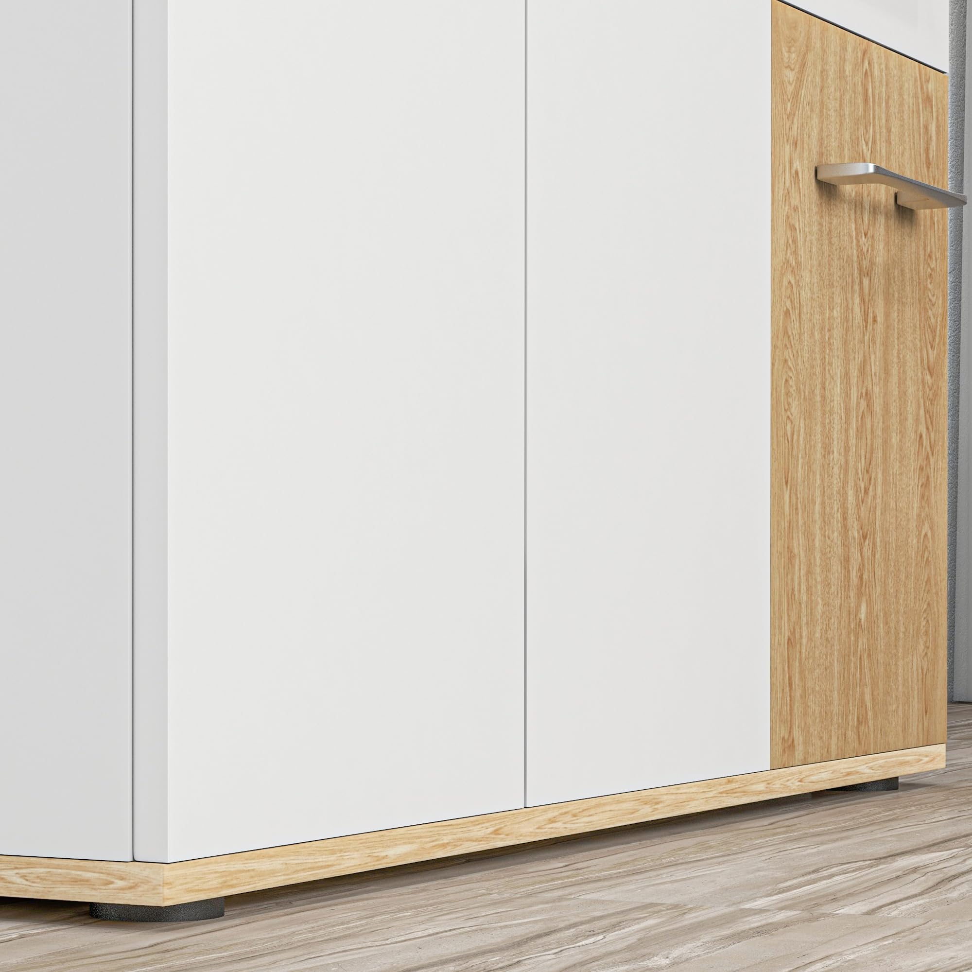 HOMCOM Aparador de Salón Moderno Aparador de Cocina con 2 Cajones 2 Armarios y Estantes Ajustables para Dormitorio Comedor Recibidor 90x30x75,5 cm Blanco y Natural