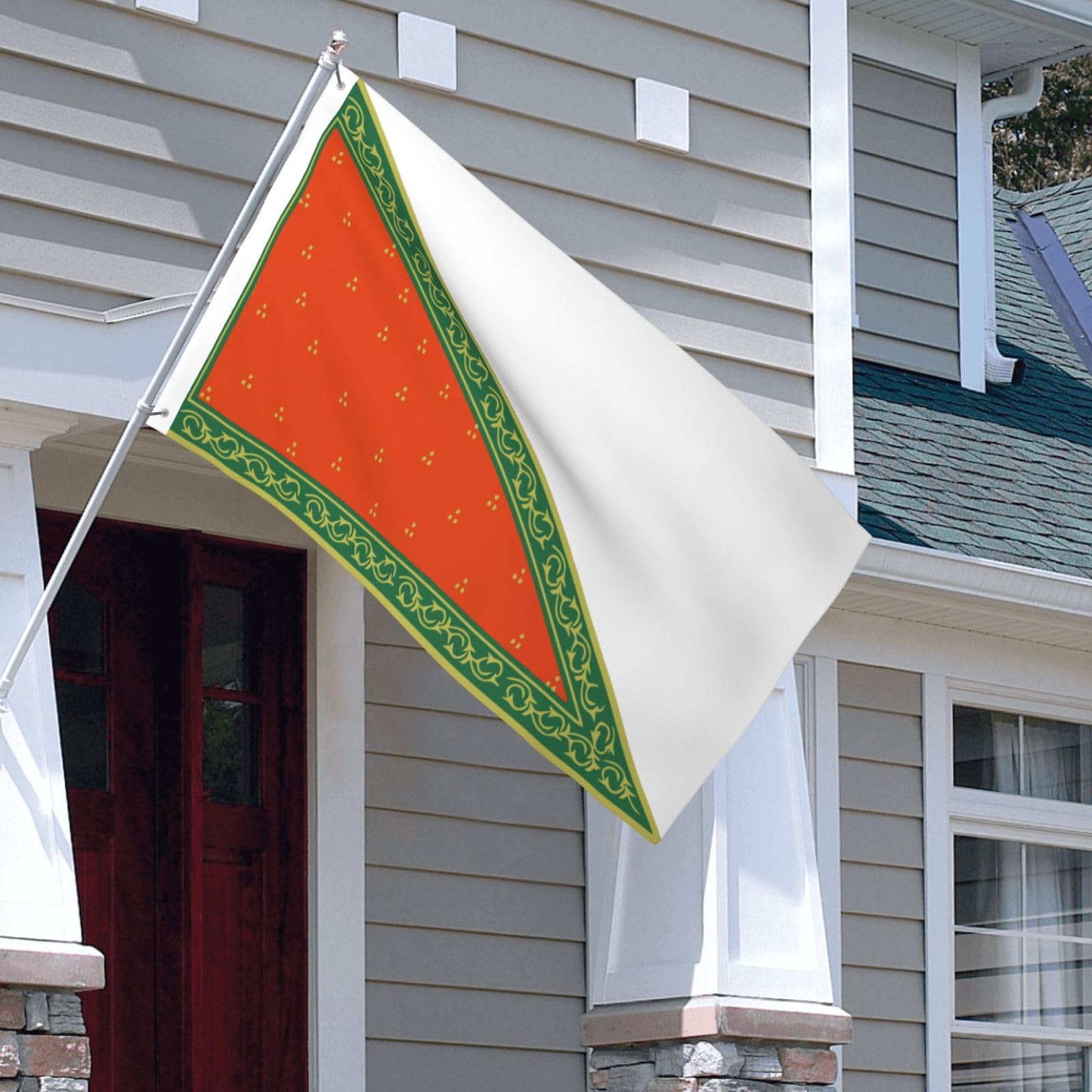 Khalistan Hanging Fabric Flag Waving in Wind 3D Rendering, Independence