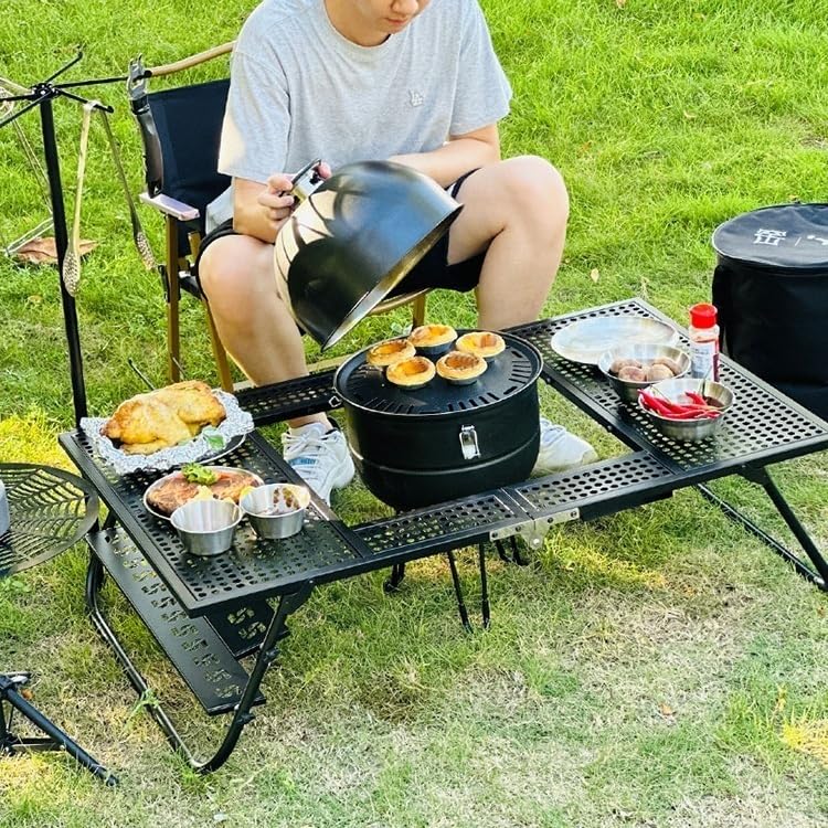 Affumicatore A Carbone per Barbecue - Griglia BBQ Verticale, Barbecue Carbonella con Termometro Integrato E Sistem di Ventilazione Regolabile per Cucinare All'aperto E in Campeggio(Black,A)