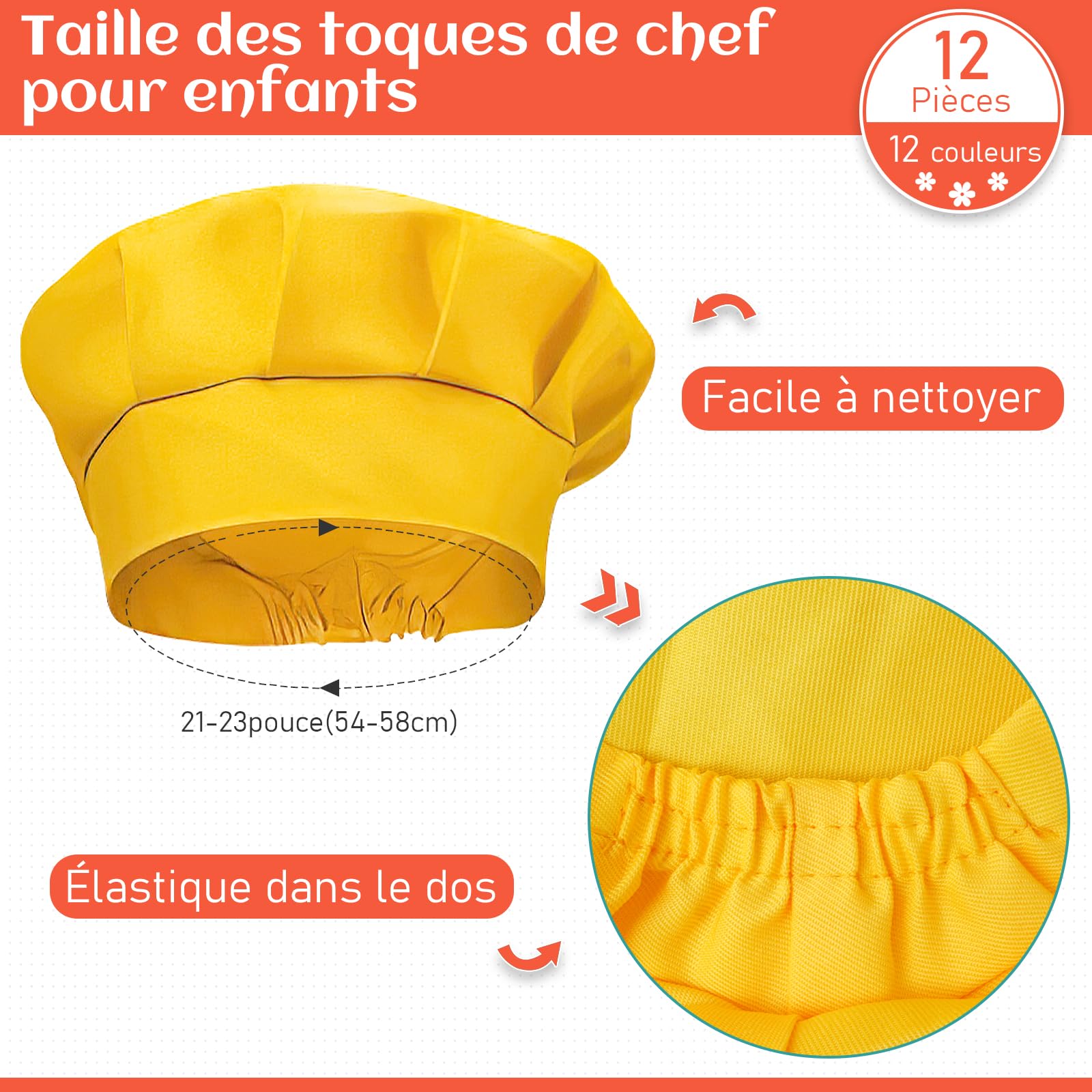 Ensemble de 12 Tabliers et Toques de Chef Réglables pour Enfant