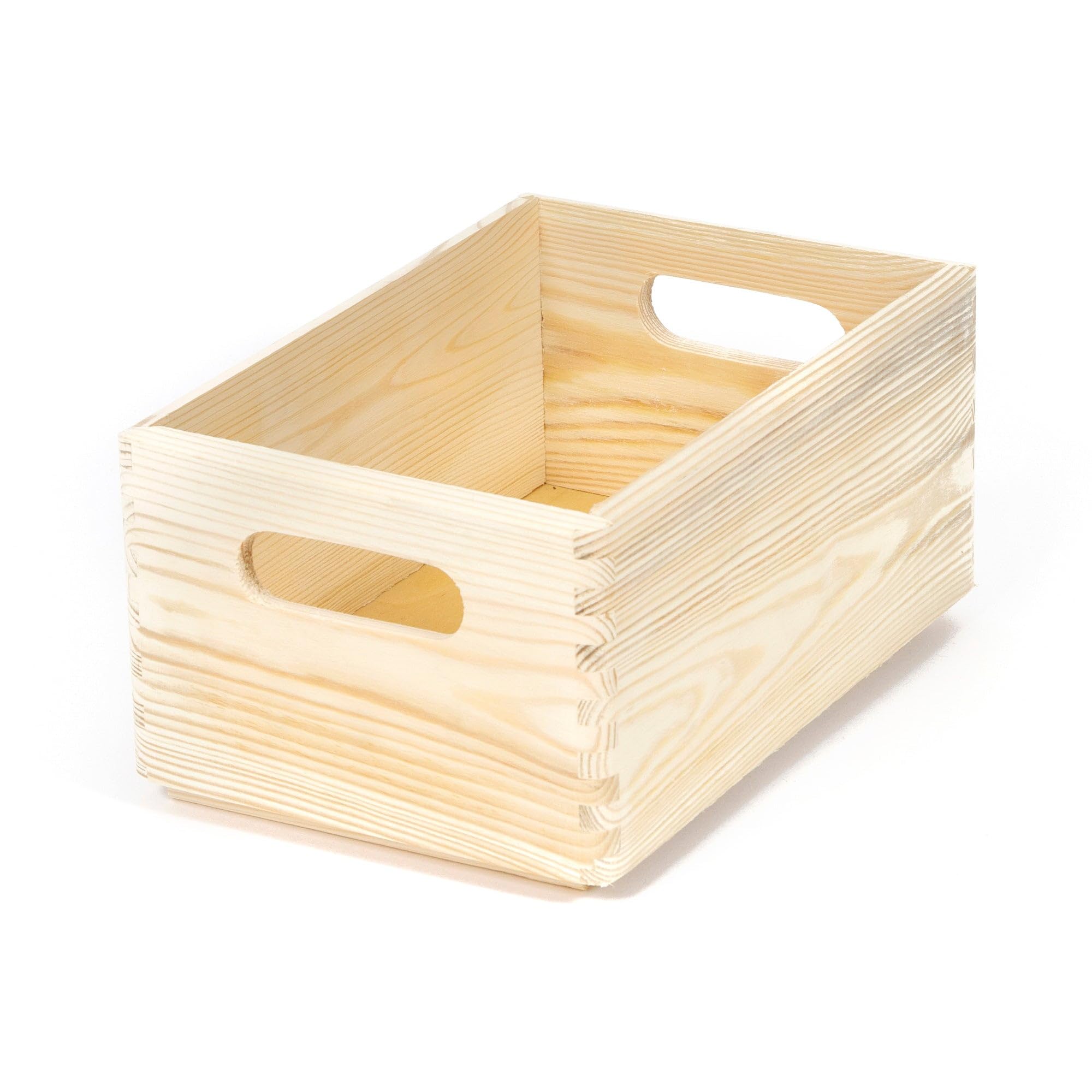 Compactor Pine Storage Box with Handles, Unfinished and Untreated - Decorative Light Brown, Small Size, Customisable Toy/Tool/Memory Box