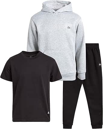 RBX Boys' Active Jogger Set - 3 Piece Performance Fleece Sweatshirt, Jogger Sweatpants, T-Shirt - Activewear for Boys (4-12)