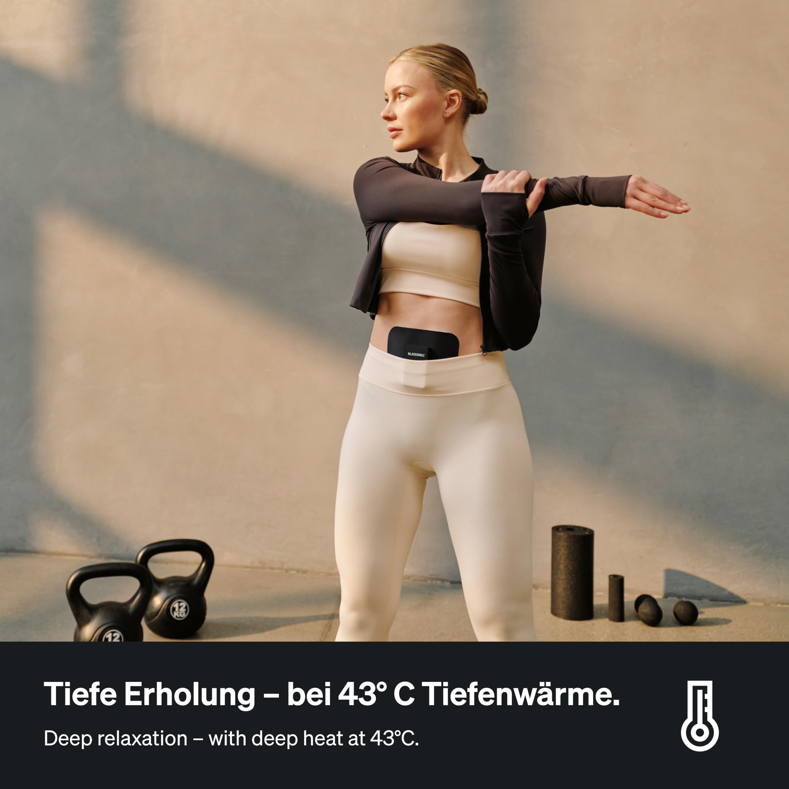 BLACKROLL® THERMO PAD - Cerotto termico elettrico, riutilizzabile, calore costante per rigenerazione, mestruazioni e rilassamento muscolare, fino a 8 ore di autonomia, USB-C