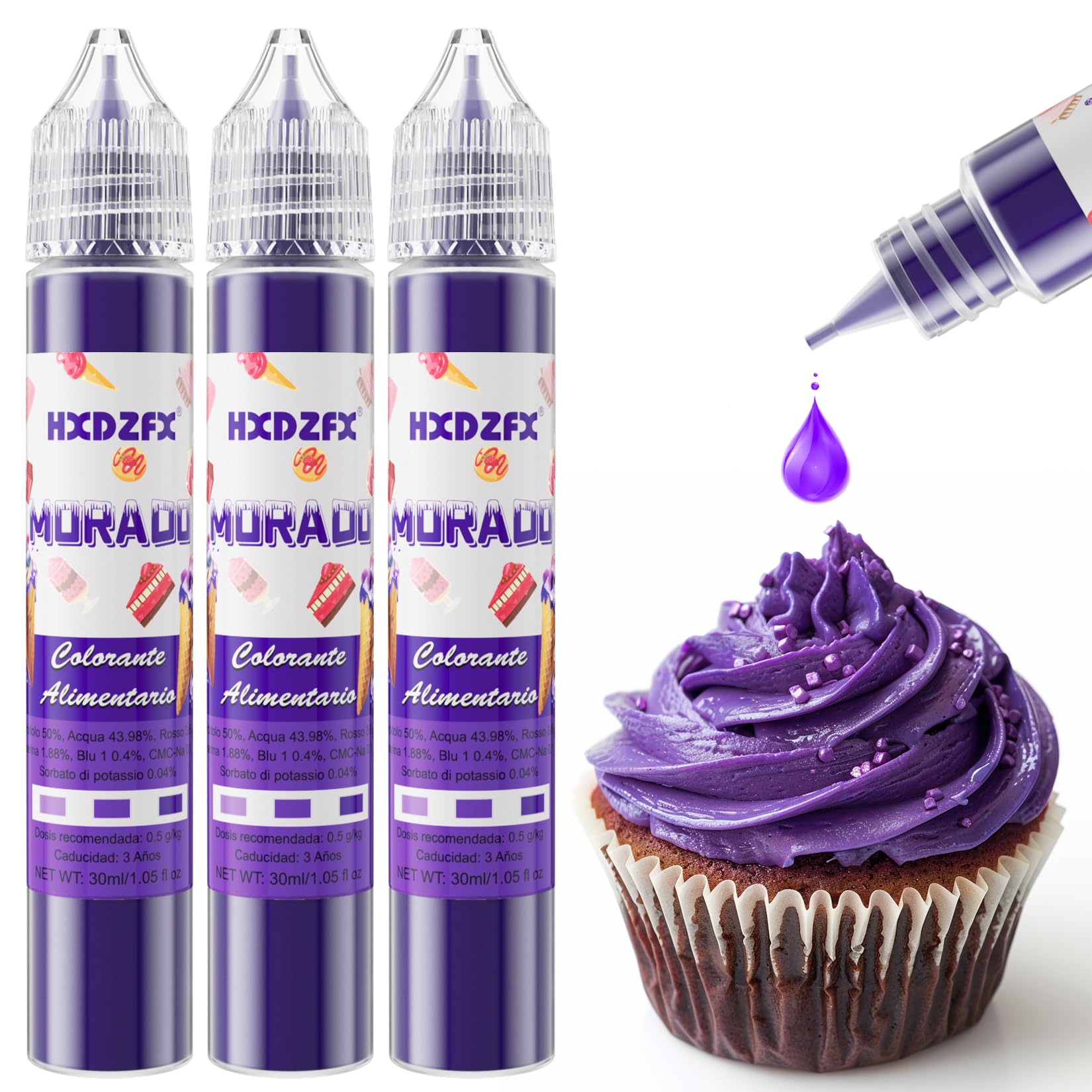 Colorante Alimentario Rojo - 30ml×3 Botellas Colorante Alimentario Alta Concentración Liquid Set para Repostería, Decoración de Tartas, Caramelos, Bebidas, Macarons — view 13