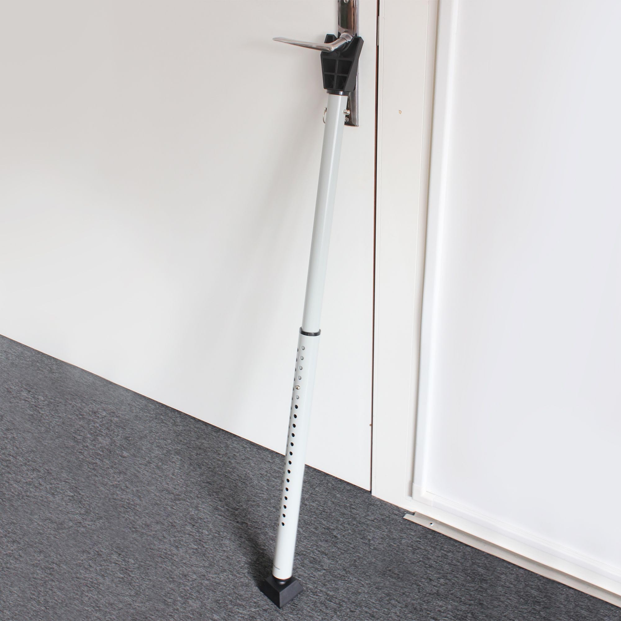 Barra antieffrazione - Blocco delle maniglie di porte e finestre - Tubo telescopico da 71 a 114 cm - Cunei in plastica morbida - Rilevatore di vibrazioni - Allarme da 100 dB - Facile installazione