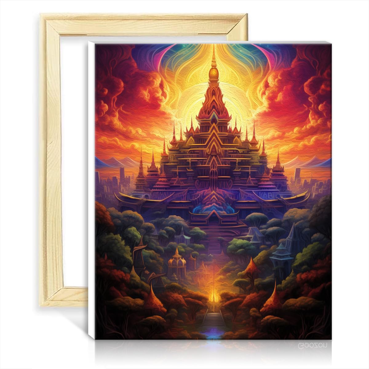 TANGFEIY Paint by Numbers Brushes Kits Grand Palace Thailand DIY Beginners Acrylic Paint by Numbers with Brushes and Acrylic Pigment for Home Decor Gift No Frame(30x40cm)