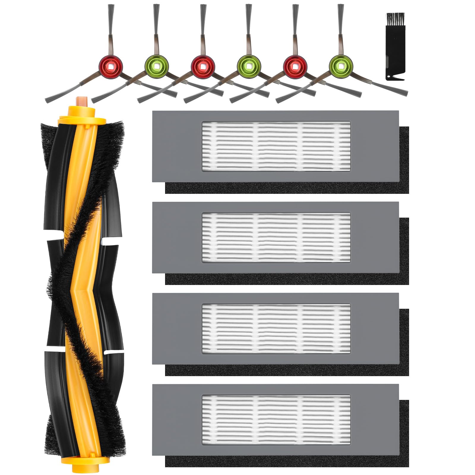 12 Stück Zubehör für Ecovacs Deebot N8, T8, Ersatzteile für Ecovacs N8/ N8+/ N8 Pro/ N8 Pro+/ N7,T8/ T 8+/ T 8 AIVI/T 8 AIVI+/ T 8 MAX,T9/ T9+,ozmo 950 920,1 Hauptbürste, 4 Filter, 6 Seitenbürsten