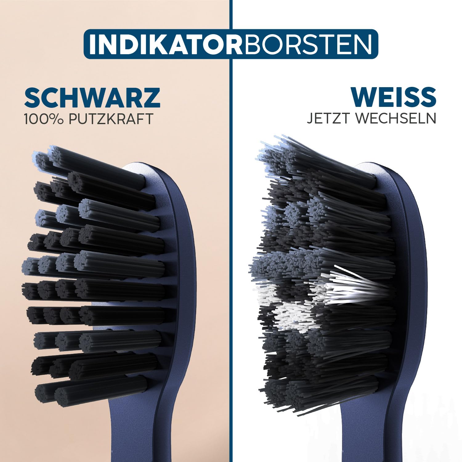 happybrush Aufsteckbürsten 9 Stück für elektrische Schallzahnbürste VIBE 3 | Wechselköpfe mit Icons zur Unterscheidung | Original Ersatzbürsten mit abgerundeten Borsten(Blau/Ocean)