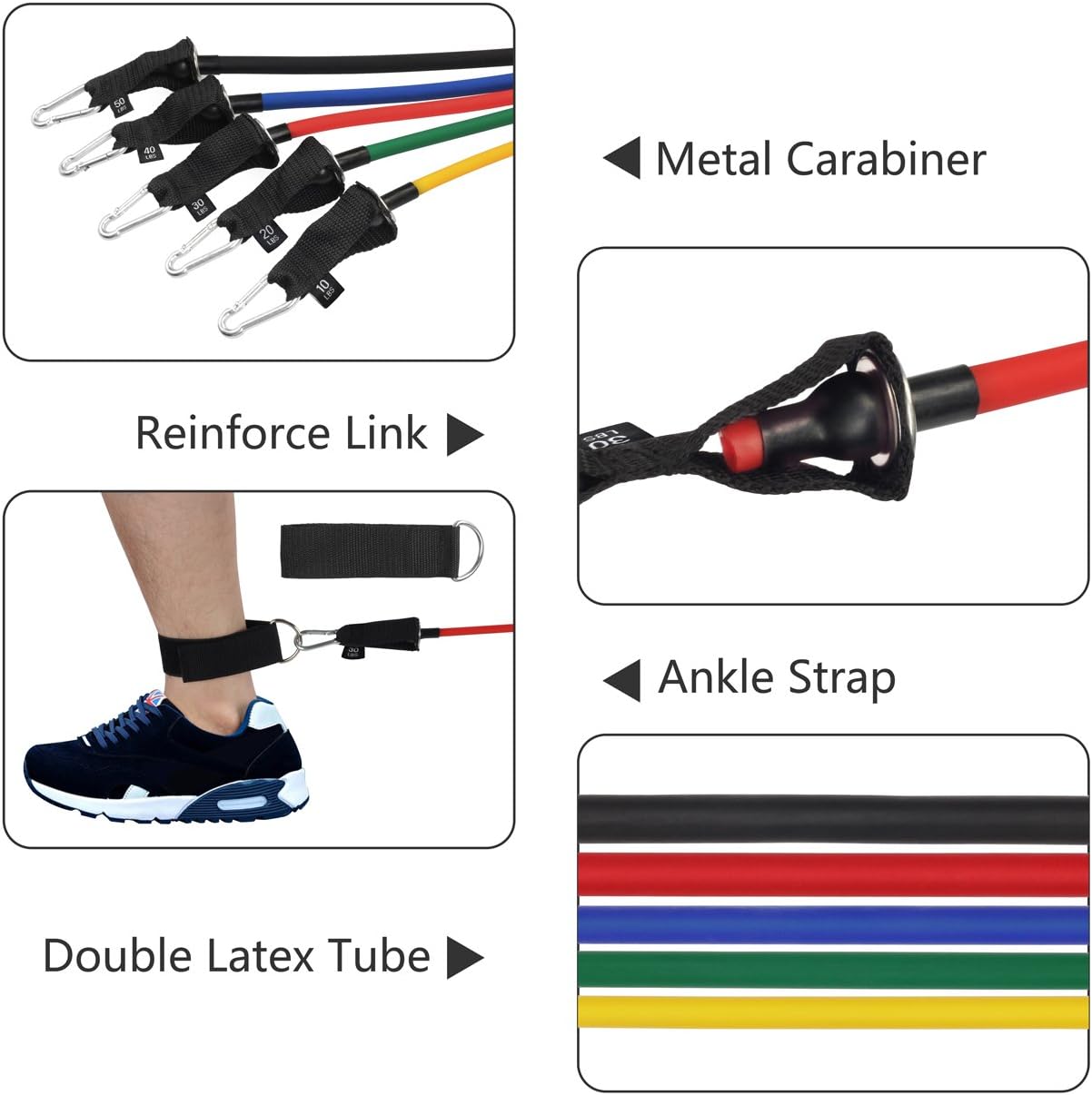 WENFENG Resistance Bands - Set of 5 Exercise Loop Bands for Leg and Glute Activation, Strength, Resistance, and Mobility Training