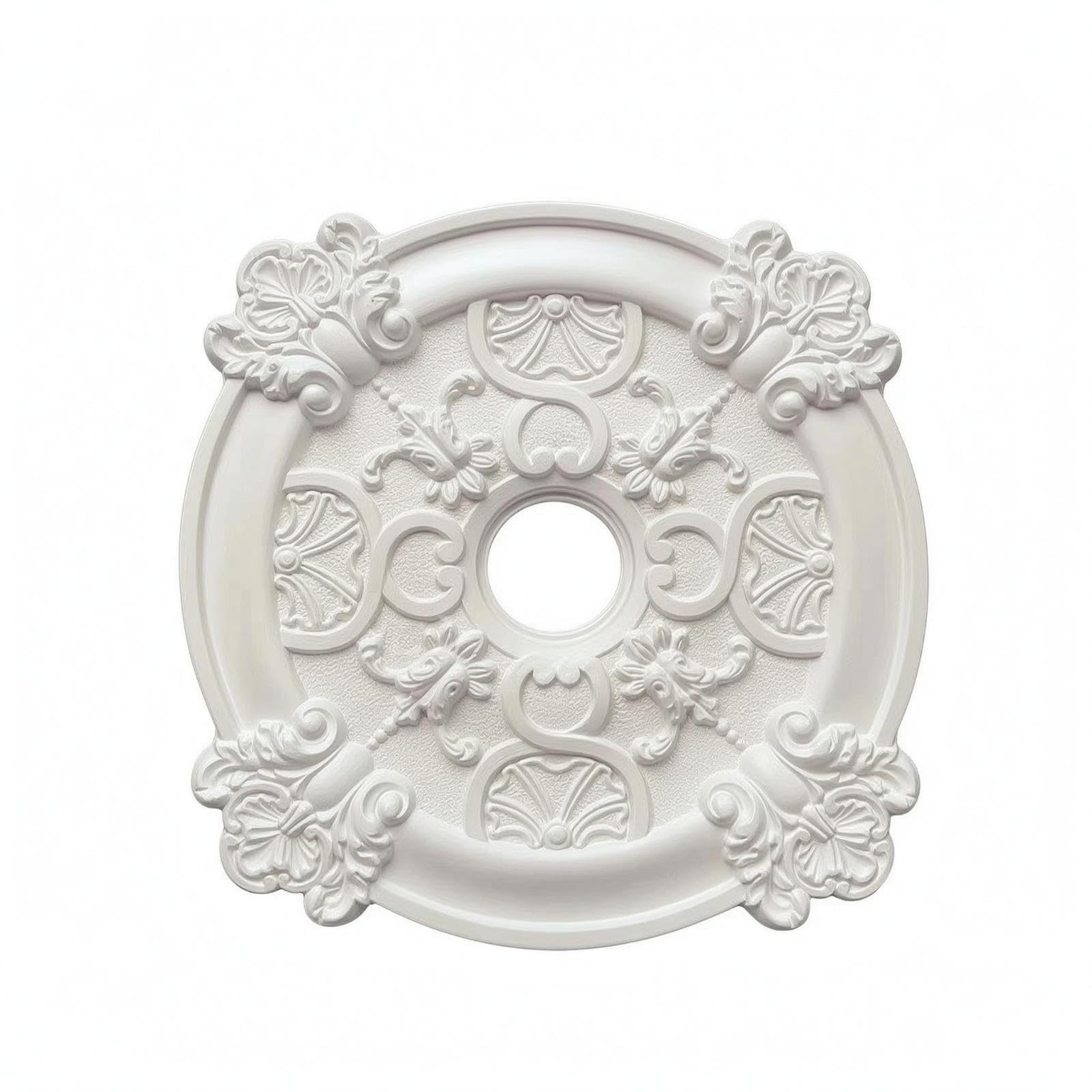 Ornate Floral Overhead Medallion Vintage Carved Design PU Overhead Medallion Pale Circular Plate 027 Carved 39CM-image-18